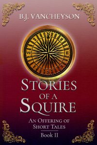 A book cover for "Stories of a Squire," Book Two, showing a golden compass